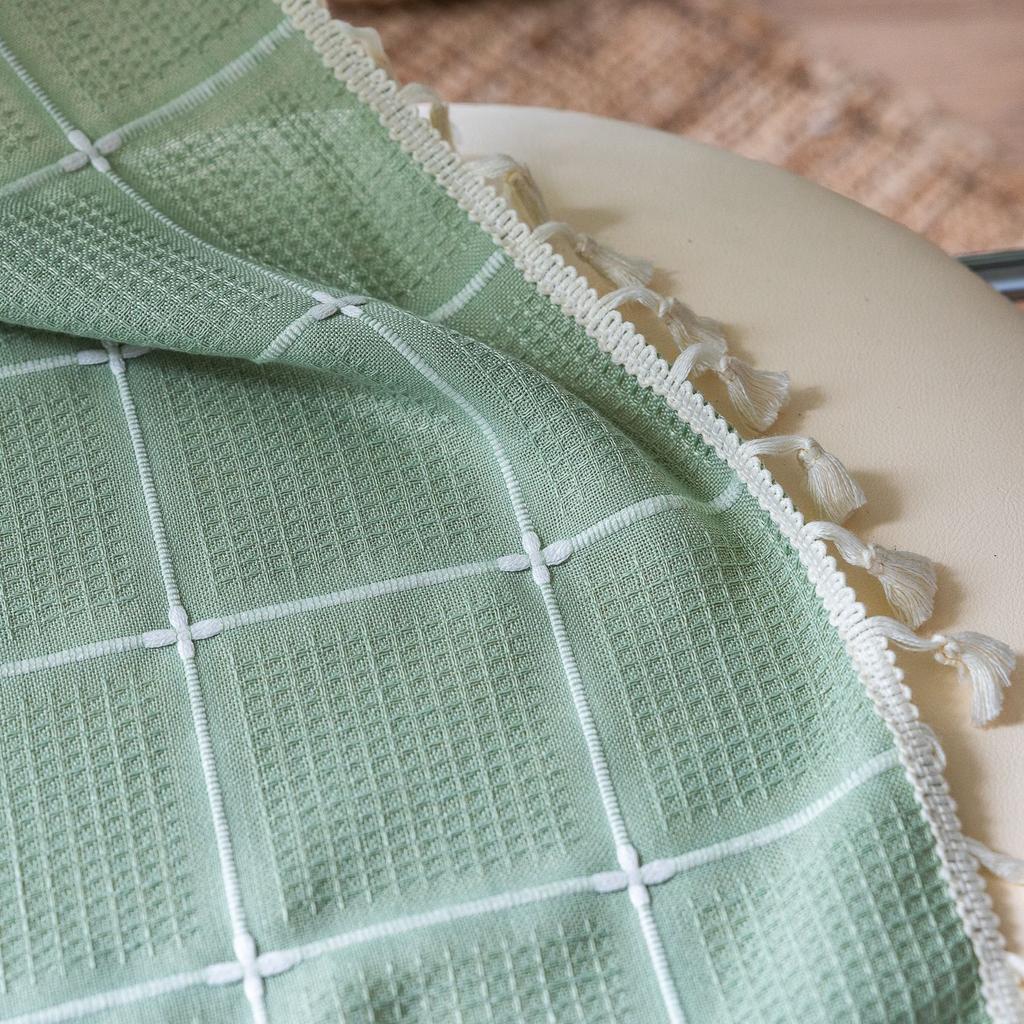 Tenda Plaid Vintage Americana con Nappe Semi Oscurante Cotone Lino Tasca per Asta Soggiorno Balcone Cucina Finestra a Golfo Protezione UV Arredamento Boho Rustico
