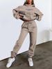 European-American Women's Fashion Letter Print Hoodie & Fleece Jogger Set