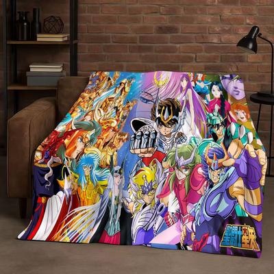 Classic Saint Seiya Shiryu Athena Cartoon Flannel Blanket,Ultra Soft Warm Plush Throw for Home Bedroom Bed Sofa Cover Travel Kid