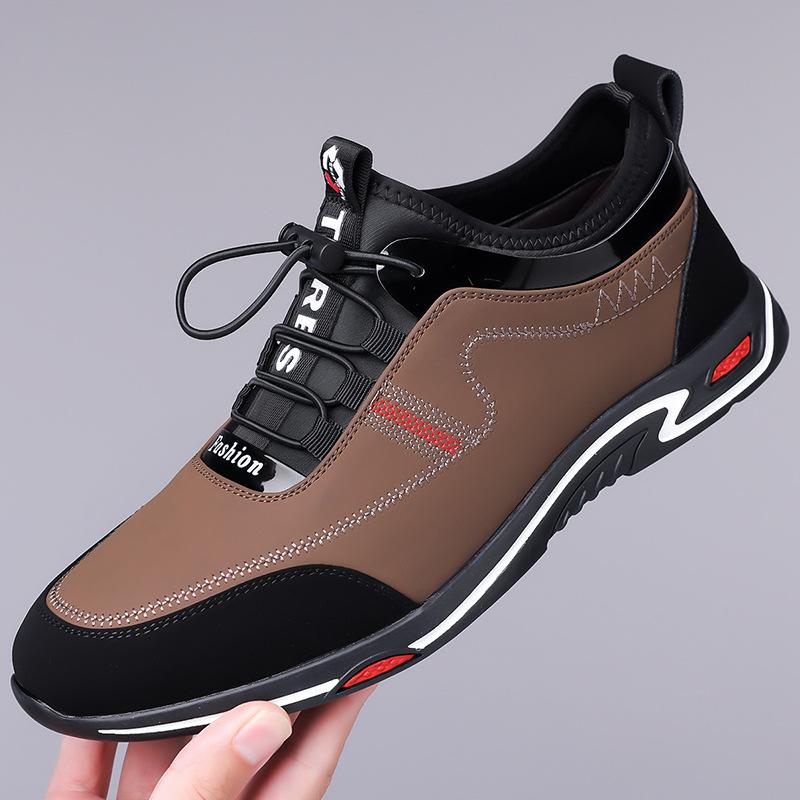 

2024 осень новые мужские повседневные кожаные туфли мужские туфли для ленивых ног молодежные туфли 5527 44 коричневый