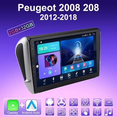 2 DIN Android Carplay Car Radio For Peugeot 2008 208 2012-2018 Multimedia Player Head Unit Stereo GPS Navigation BT WIFI 2+32GB