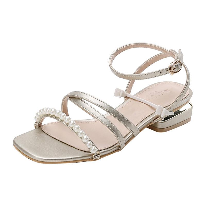 

Женские летние сандалии, роскошные элегантные босоножки для женщин, тренд 2024 года, удобные серебристые модные босоножки на низком каблуке 40 серебряный