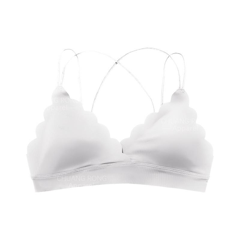 

Large size sexy wavy edge women s underwear pure desire seamless small breasts gather thin women s thin shoulder straps beautiful back bra S（70AB） белый