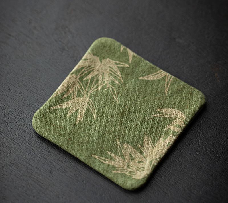 Vintage Watered Gauze Square Coasters Tie-dye Burn Flowers Non-slip Heat Insulation Placemats for Coffee Cups Teacup Holder Mats