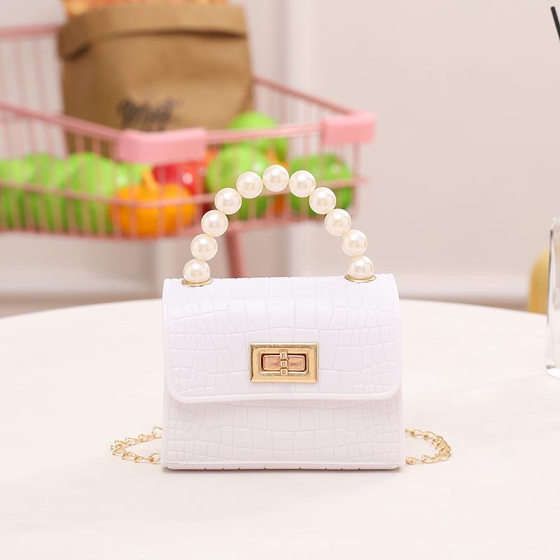 

Bags 2023: Mini Soft Crocodile Pattern Jelly Handbag for Lipstick белый