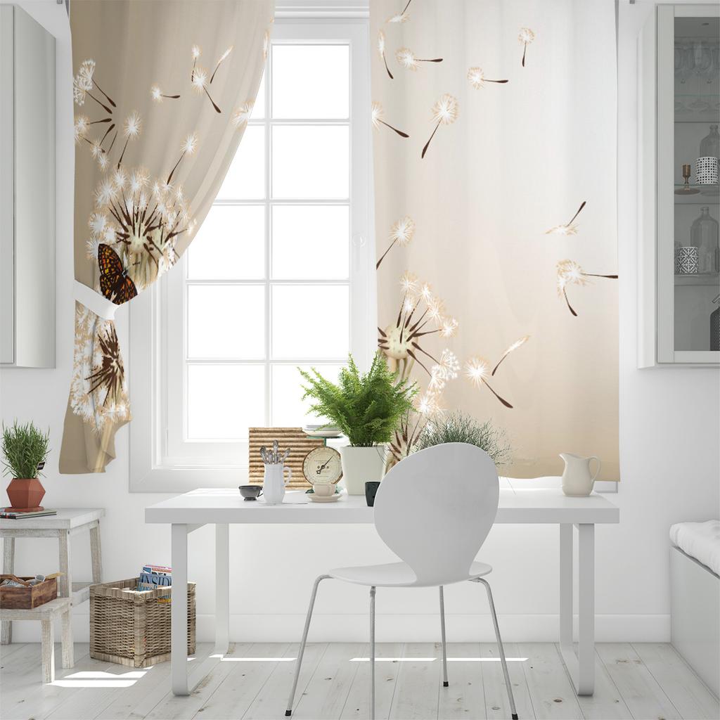 Dandelion Butterfly Flowers Plant Animal Decoration Home Curtains Household Goods Living Room Bedroom Curtain