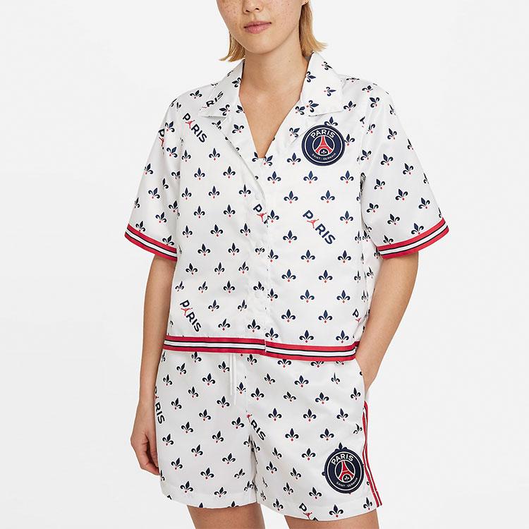 Jordan Paris Saint-Germain Casual Breathable Printed Loose Polo Shirt Women shirts White DC0452-100