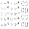 Stainless Steel European-American Style Stud & Hoop Earring Set