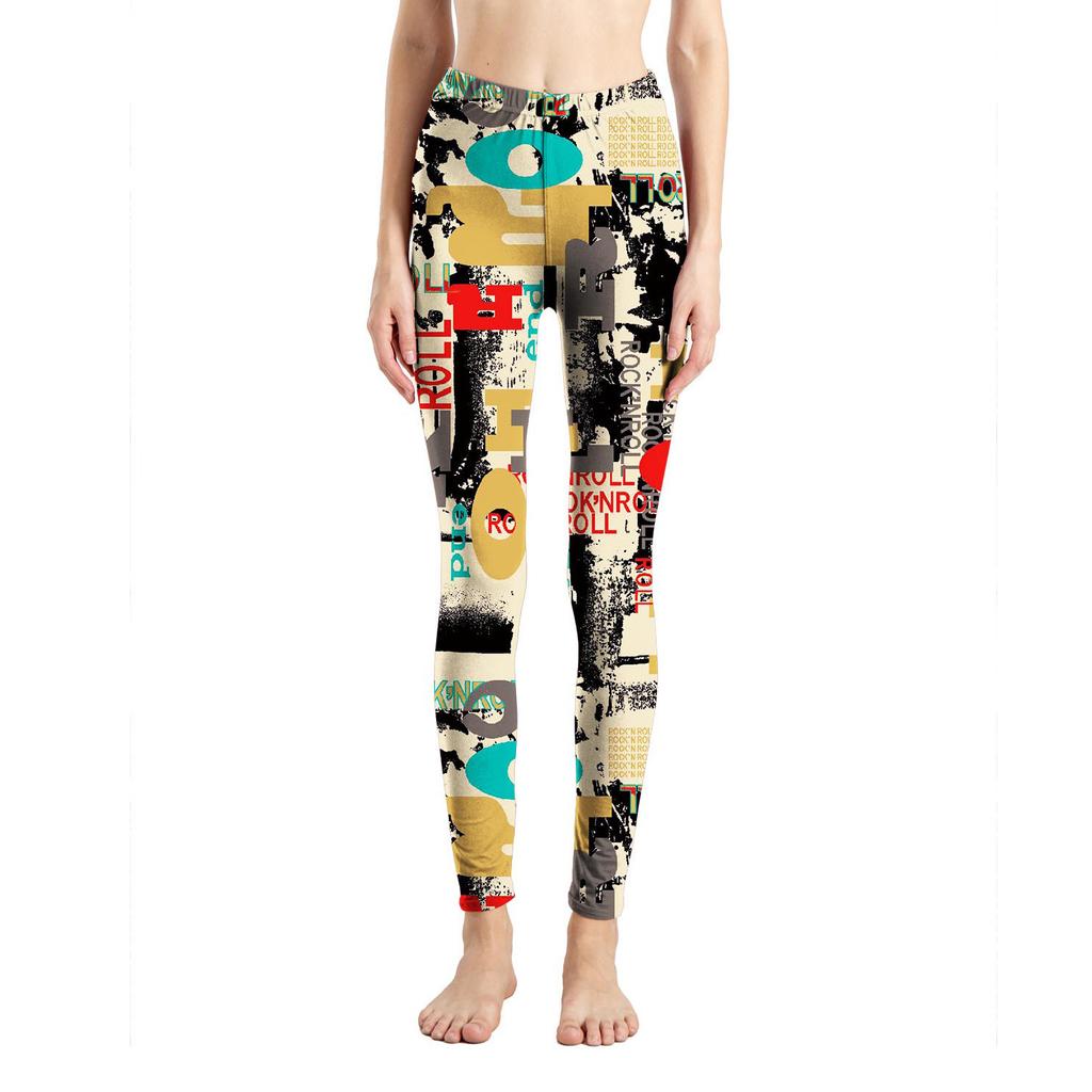 Fashion Geometric Pattern Printed High Waist Elasticity Pants Soft Trousers For Women Workout Tights Fitness Yoga Pants