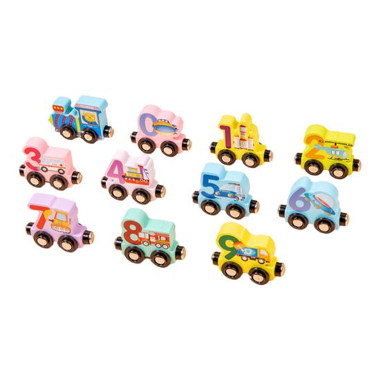 Kids Wooden Magnetic Train Toy Number Animal Vehicle Dinosaur Fruit Vegetable Preschool Learning Toddlers Educational Locomotive Carriages Toy