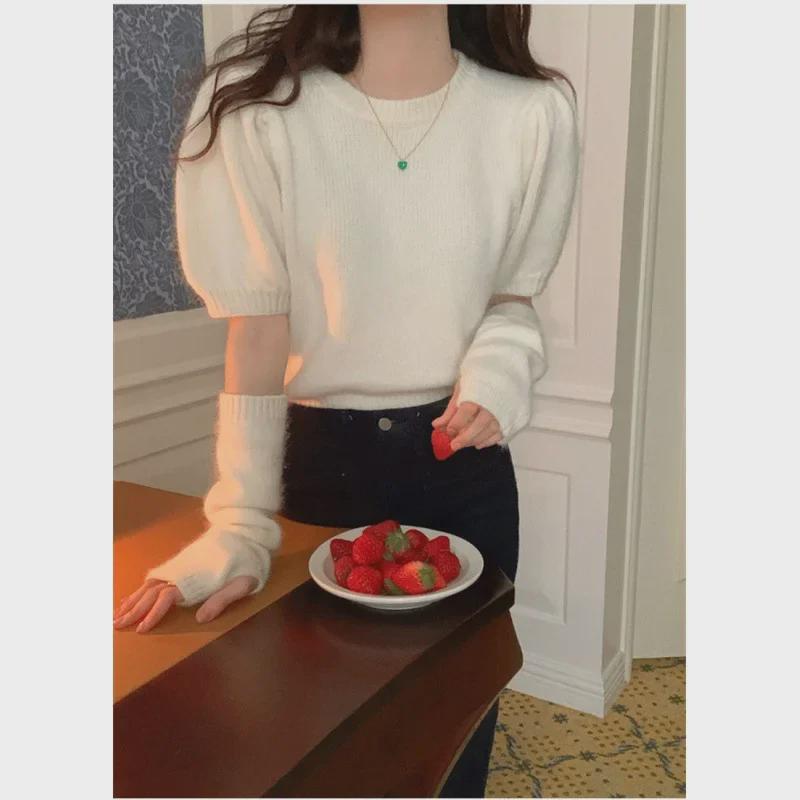 Korean Puff Sleeve Sweater for Women - New Design, Versatile for Autumn, Winter, and Spring