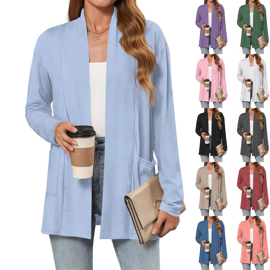 Women's Lightweight Cardigan Sweaters Open Front Long Sleeve Casual Loose Thin Cardigans With Pockets