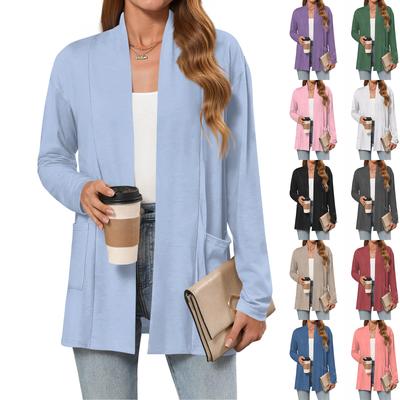 Women's Lightweight Cardigan Sweaters Open Front Long Sleeve Casual Loose Thin Cardigans With Pockets