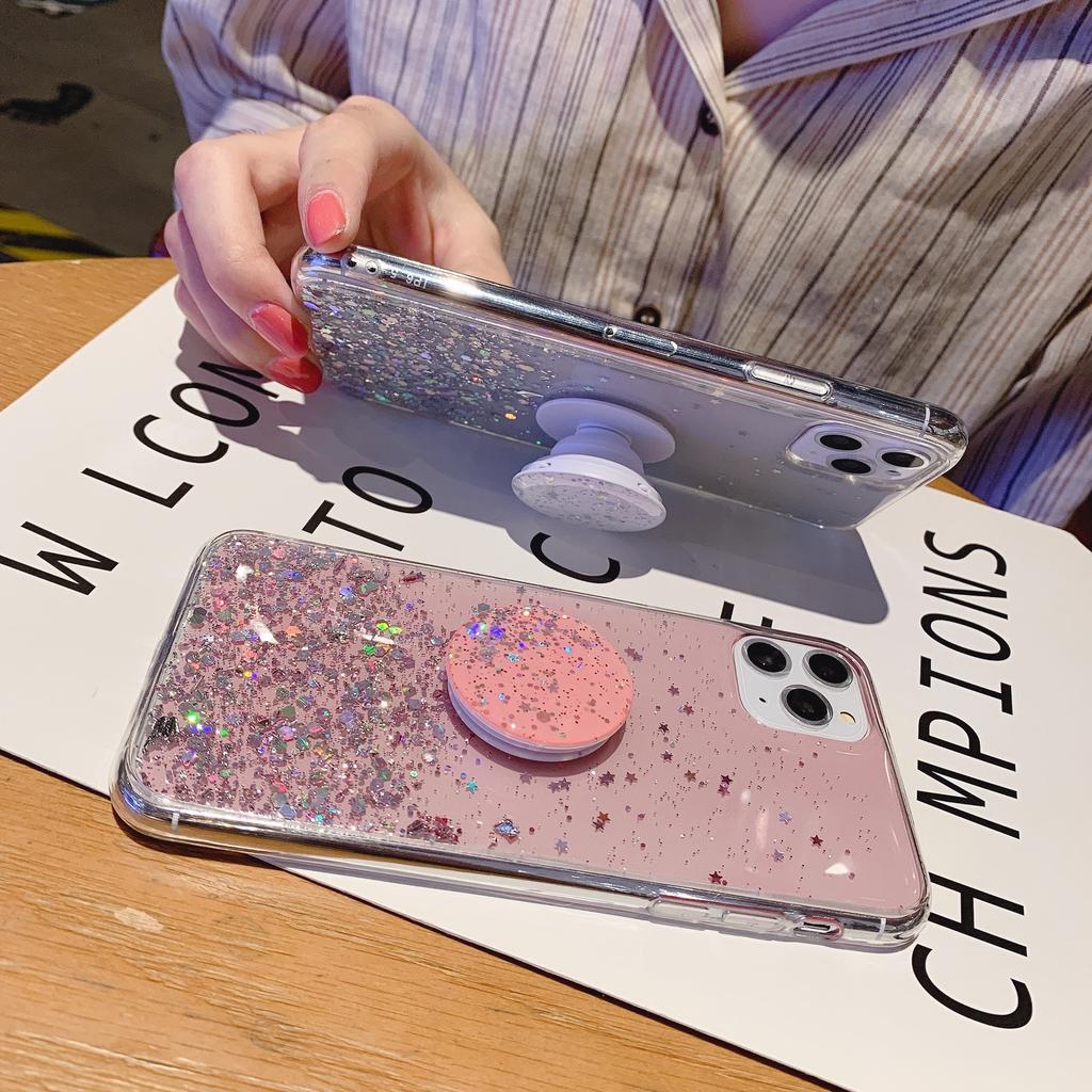 Star glitter Epoxy is suitable for Apple 13 mobile phone pro max iPhone12 mobile phone case 14-color female bracket.