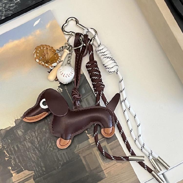 Multipurpose Sausage Dog Key Pendant Sturdy PU Materials Construction with Attention to Detail Daily Casual Wear