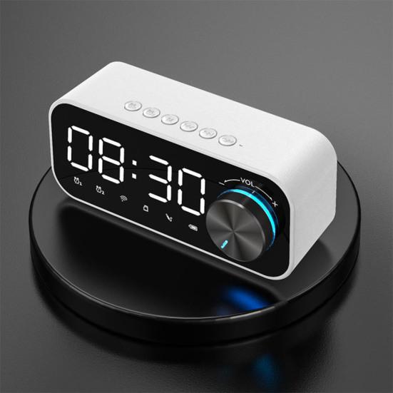 LED Digital Dual Alarm Clock Bluetooth-compatible Bass Speaker with TF AUX Music Player