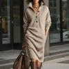 Women's Long Loose Knee Length Sweater Dress Sweater Dress Loose Long Knitted Knee Length Solid Color Dress