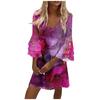 Women's Fashion Summer Temperament Elegant Fresh Printed V-Neck 3/4 Sleeves  Dress
