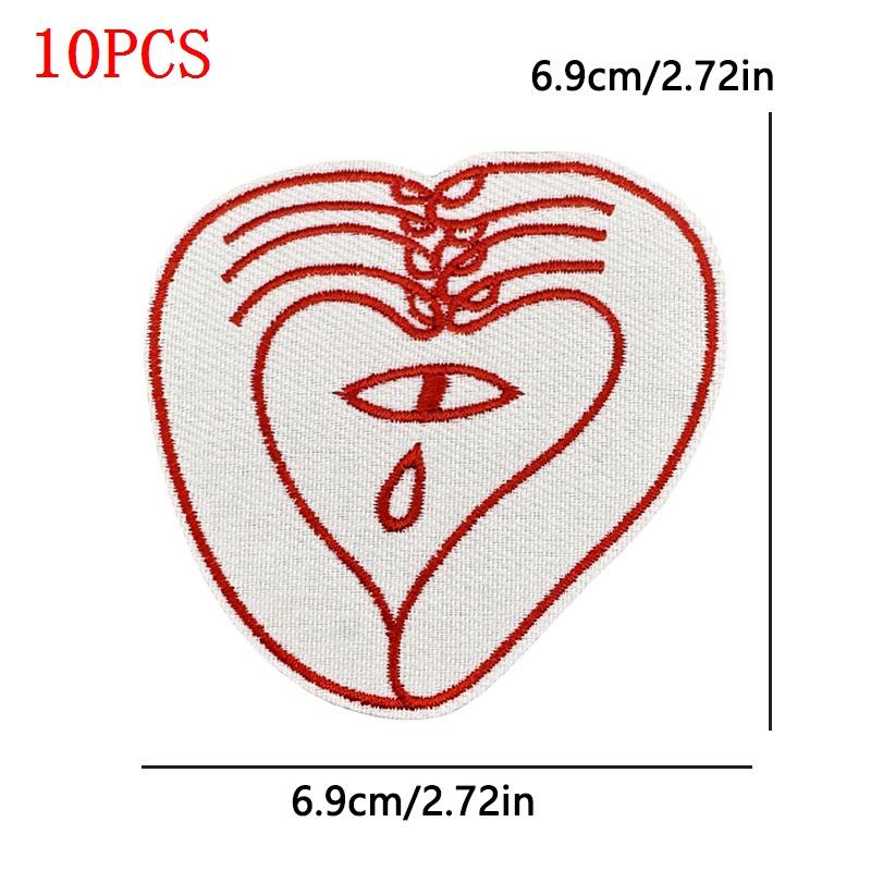 10PCS/Lot Wholesale Black Red Patches Heart Start Iron On Patches For Clithing Love Lip Embroidery Patches On Jeans Accessories