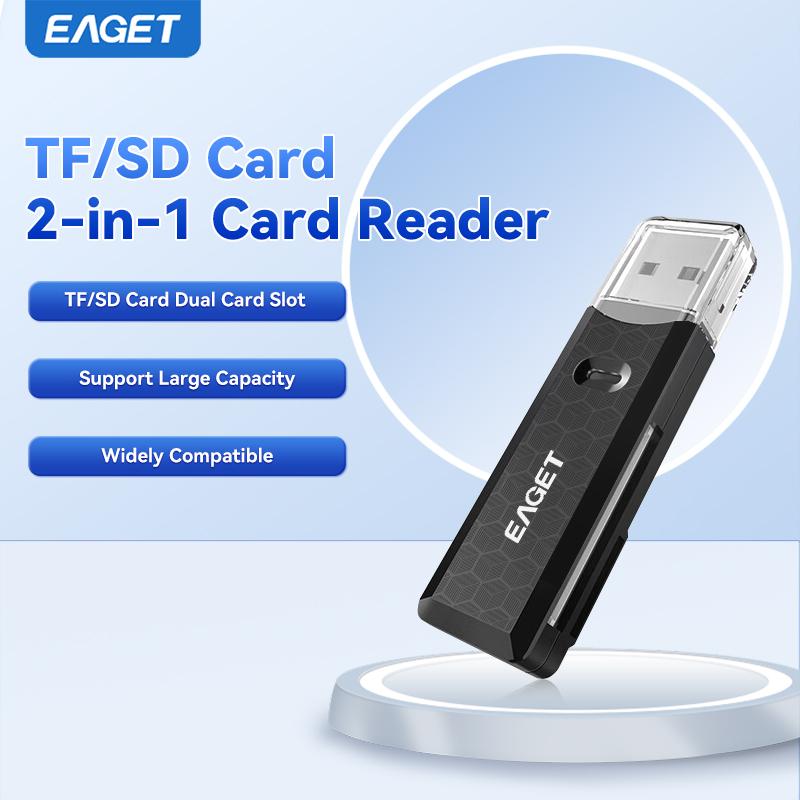 EAGET CR01  High-Speed Aluminum Alloy Card Reader USB Interface Memory Card Reader with Support for TF Card