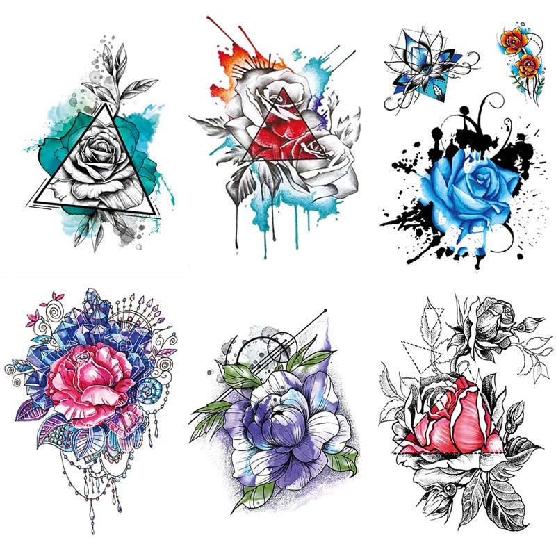 Buy Waterproof Temporary Tattoo Sticker Flower Rose Flash Tattoos Body
