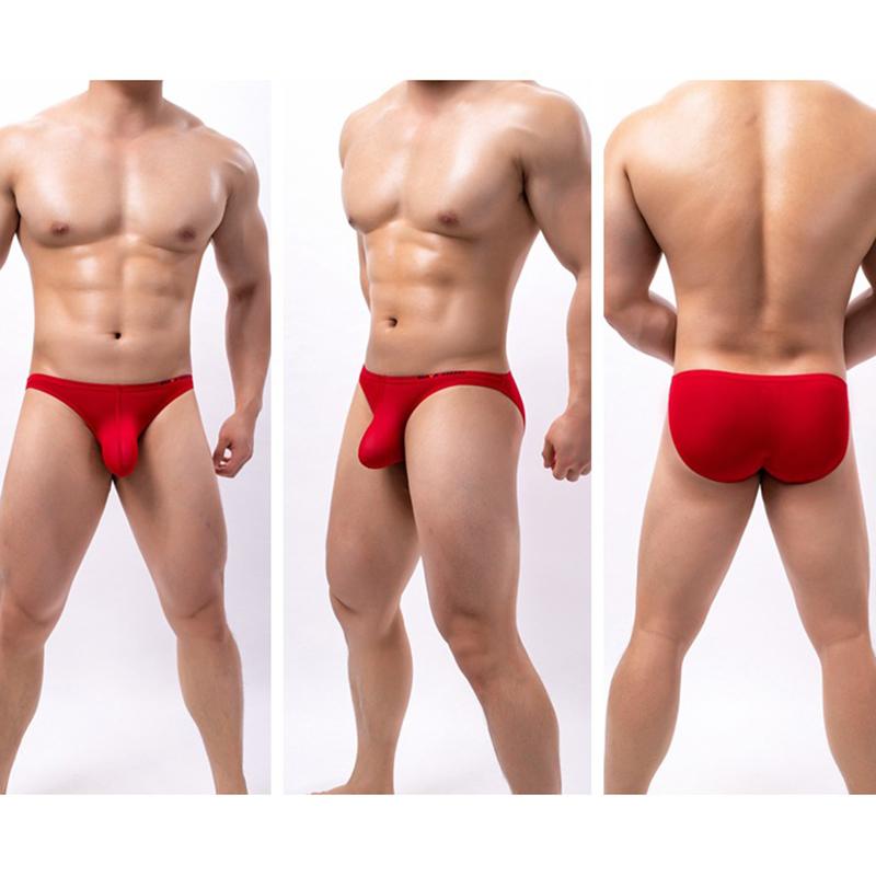 Men's Sexy Low-Rise Briefs Stylish Solid Color Comfort Underwear Breathable Body-Hugging Briefs