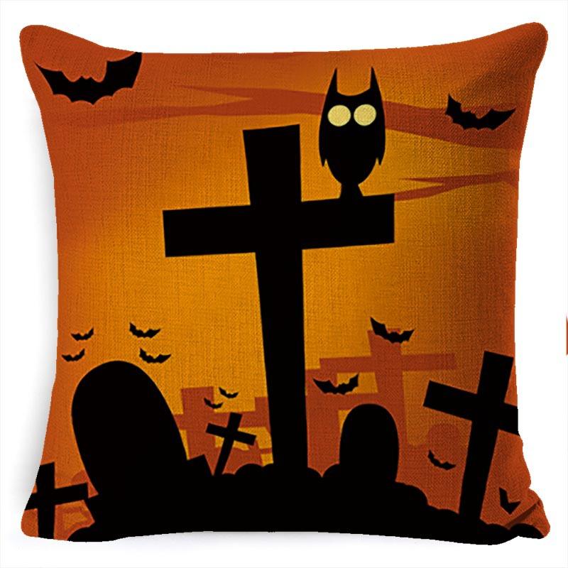 Halloween Pillow Pumpkin Little Witch Horror Cushion Linen Cushion Cover Holiday Party Pillow Cover Bed Backrest