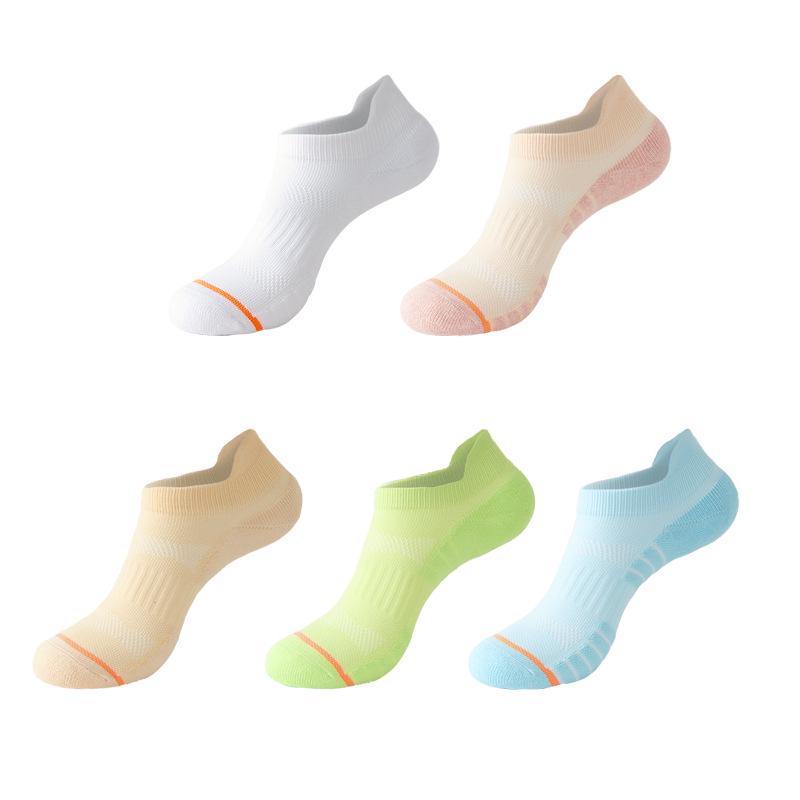 Women's Summer Mesh Breathable Sports Socks - Running, Marathon, Badminton, Boat Socks, Terry Loop Bottom, Short Style