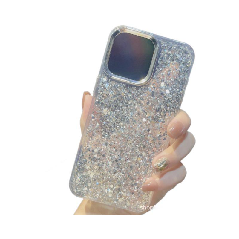 

Sequin Transparent iPhone 17 Pro Max Case with Electroplated Lens Frame & Anti-Fall Apple 16 Protection iPhone 12/12 Pro