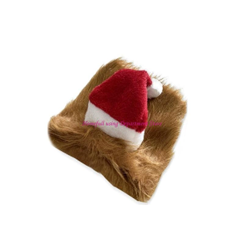 

Pet Lions Wigs Christmas Hat Dogs Funny Costume With BeardHoliday Party Accessory S світло-коричневого кольору