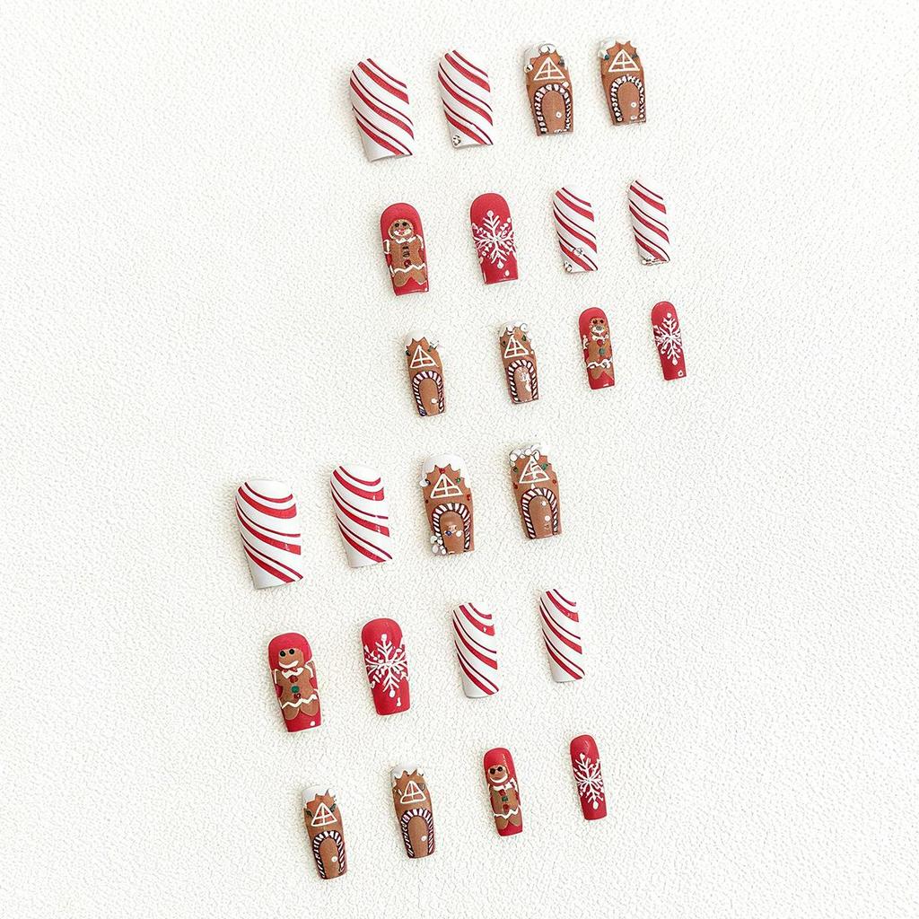 French Santa Hat Nail Art Stickers: Wearable Short Jelly False Nails, Boxed.