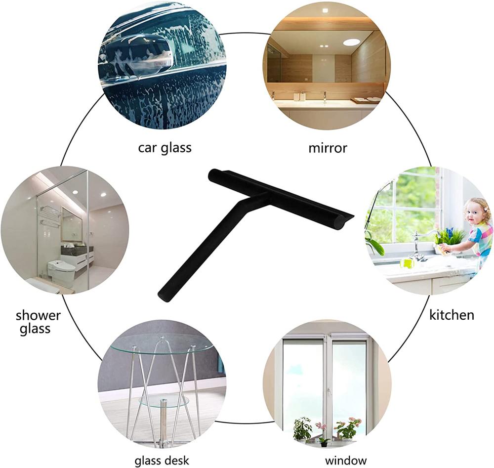 Shower Squeegee for Glass Door Shower Wall Scraper Cleaner With Silicone Holder Bathroom Mirror Wiper Scraper Glass Cleaning