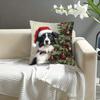 Various Size Pillow Cover for New Year, Happy Christmas Border Collie Decorative Cushion for Christmas Ornament