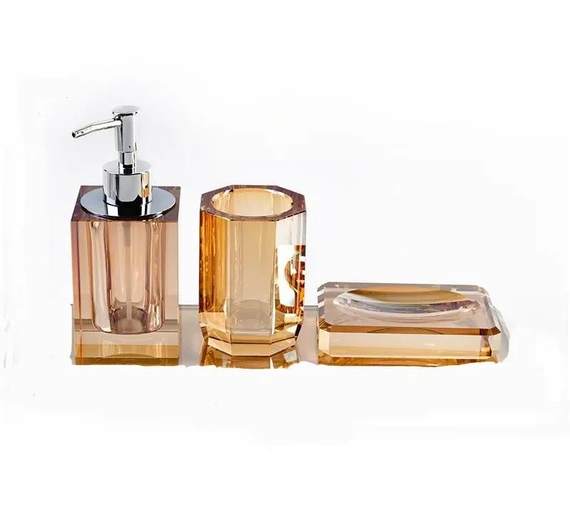 3/4pcs Glass Lotion Bottle Clear Crystal Bathroom Set Tray Household Soap Dispenser Accessories Organizer