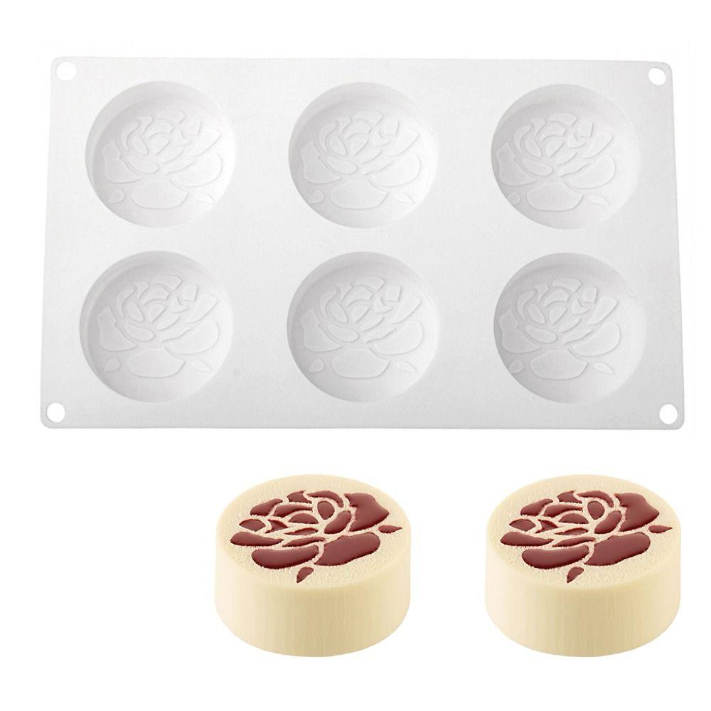 6 Cells Rose Baking Cake Molds Food-Grade Silicone Cylindrical Chocolate Mold DIY Heat-Resistant Pudding Mould Kitchen Tools