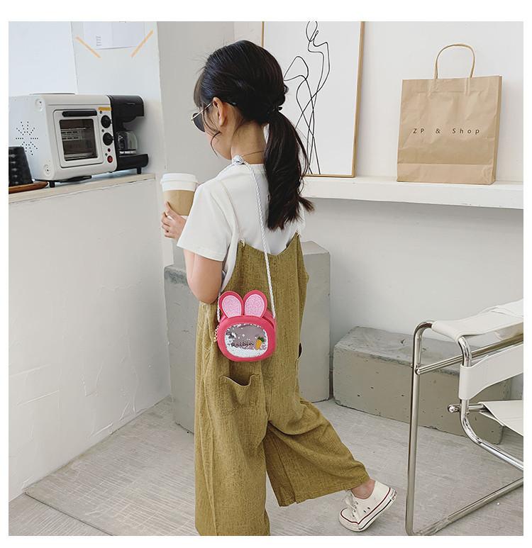 Cute Pu Children's Bag With Bunny Ears Mini Round Bag Sparkling Sequins Available In Multiple Colors
