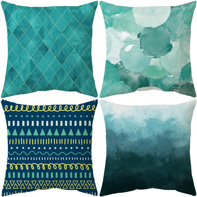 Nordic Green Abstract Pillow Cover Watercolor Oil Painting Modern Style Pillow Cushion Cushion Cover