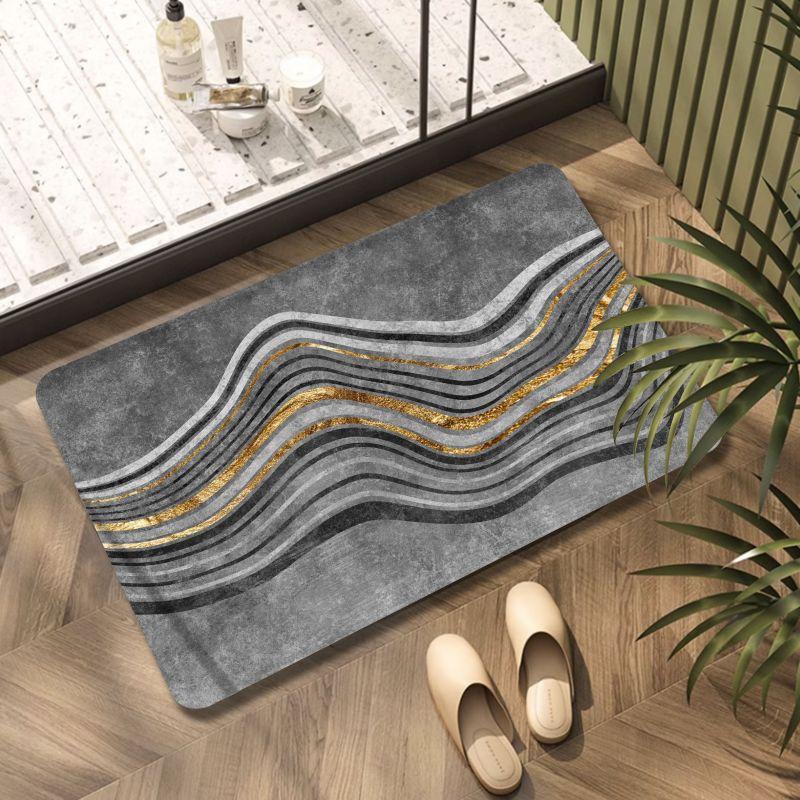Nordic Abstract Style Bath Mat Diatom Mud Bathroom Non-slip Floor Mats Super Absorbent Entrance Carpet Toilet Rug for Home Decor
