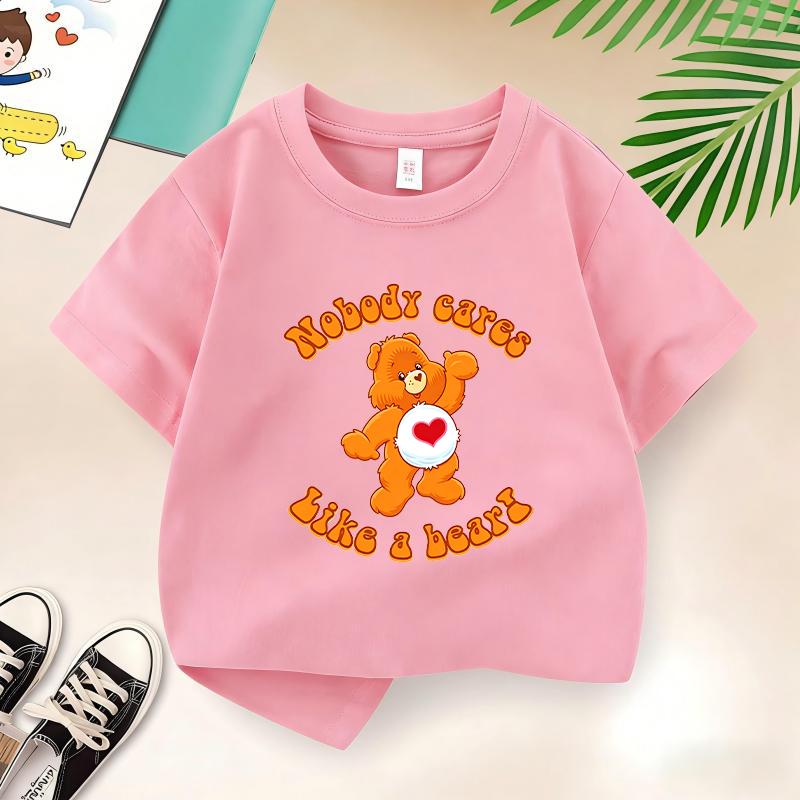 Bears Childrens Clothing Summer Pure Cotton Tshirts for Boys and Girls Fun Cartoon Style Versatile Shortsleeved Tops