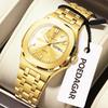 POEDAGAR Square Woman Watch Date Week Waterproof Luminous Ladies Watch Stainless Steel Quartz Fashion Watches Gift