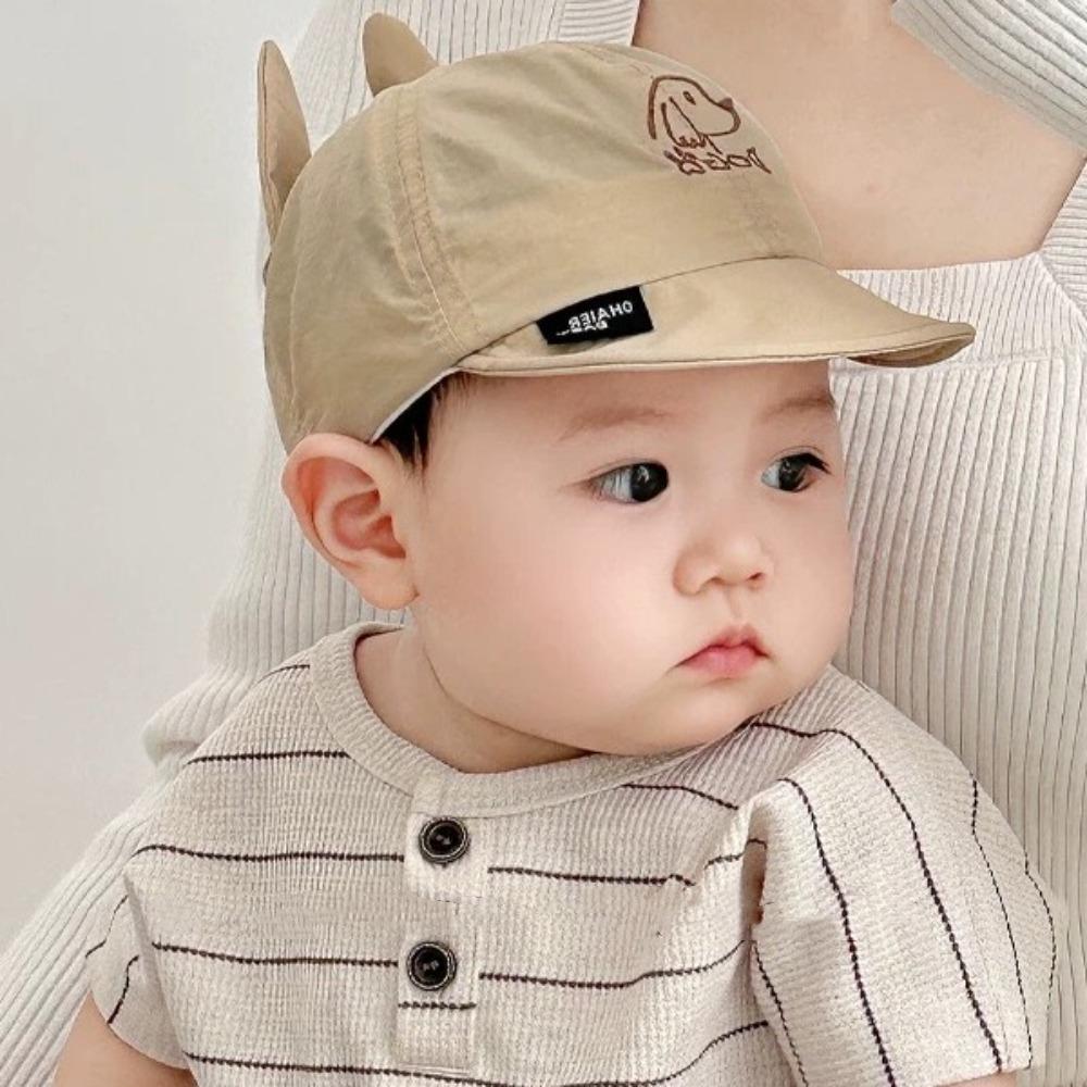 

Korean Style Dog Ear Peaked Cap Breathable Kids Sun Protection Hat Fashion Cute Puppy Sunhat Girls білий