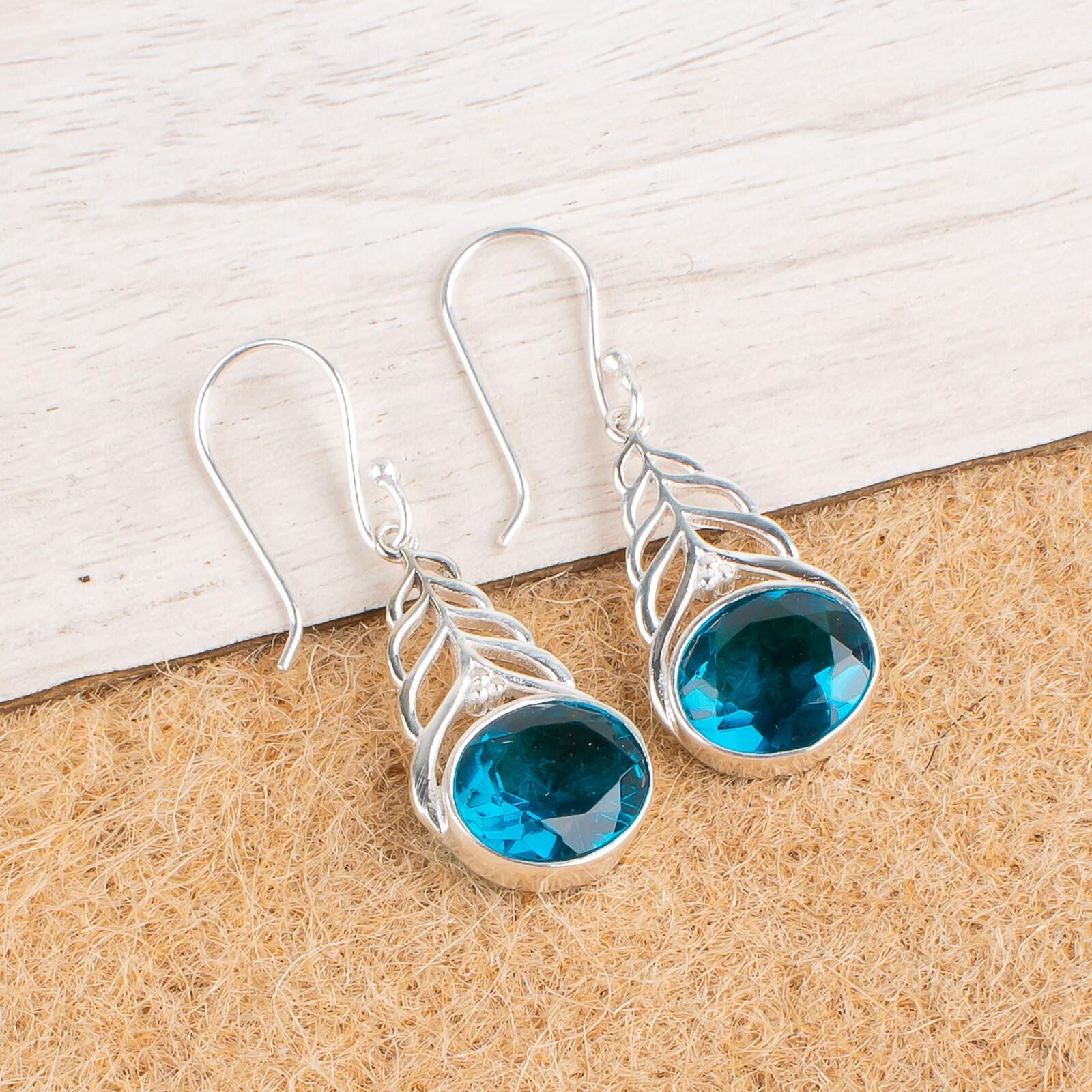 

Natural Apatite Gemstone 925 Sterling Silver Jewelry Drop/Dangle Earrings 1.64 CE-1-11