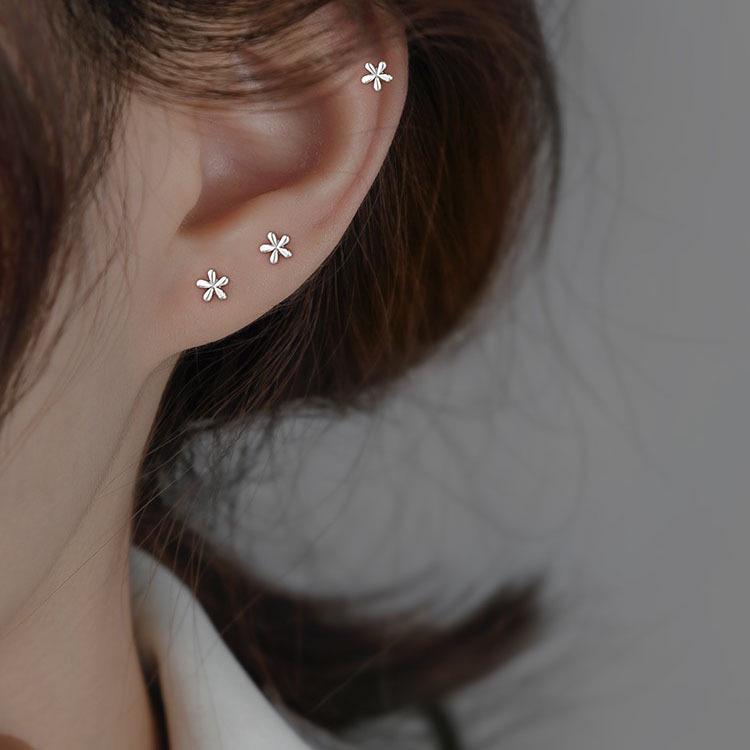 Women's Small Flower Stud Earrings - S925 Silver Needle, Unique Design