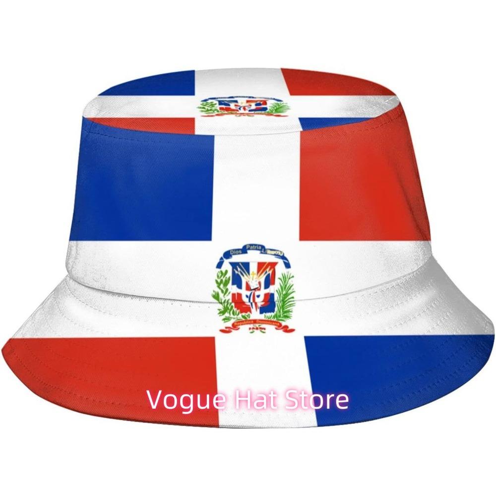 Cute Dominican Flag Print Bucket Hat Summer Travel Fisherman Cap Packable Outdoor Dominican Cap For Women Men Teens
