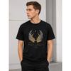 Men's Black Short Sleeve T-shirt with Gold Winged Moon Graphic, Crew Neck, Soft Cotton Feel, Motivational "rise Above" Print, Casual Everyday Wear