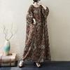 Krátký rukáv Plus size Bavlna vintage puntíkovaný květinový nový v šatech pro ženy ležérní volné maxi dlouhé letní šaty