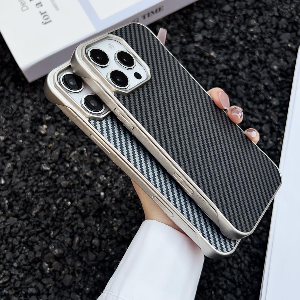 Applicable To IPhone16 Frameless Carbon Fiber Pattern Mobile Phone Case Apple 15 ProMax Skin Friendly and Anti Fall Protection Case