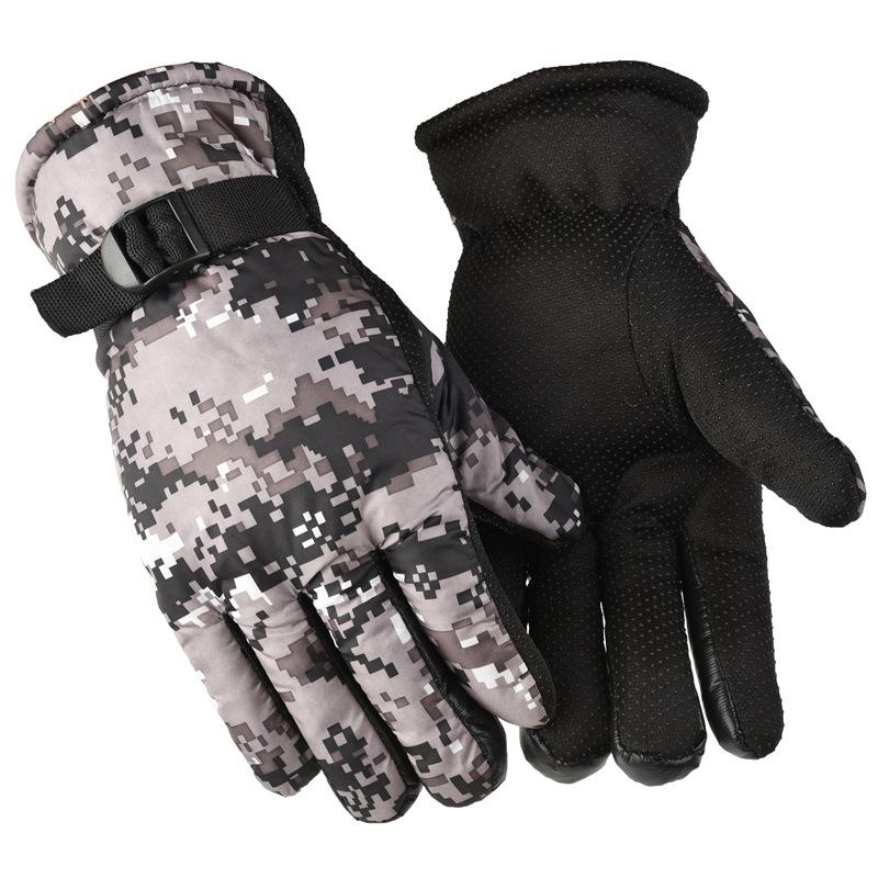 Gloves Winter Men's Camouflage Fleece Thickened Warm Cotton Ski Riding Mode