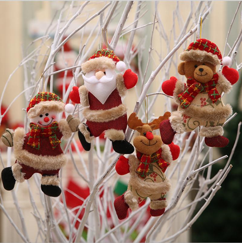 4pcs Christmas Tree Doll Pendant Santa Claus Snowman Elk Little Bear Party Dressing Xmas Decoration Accessory Pendant 2024