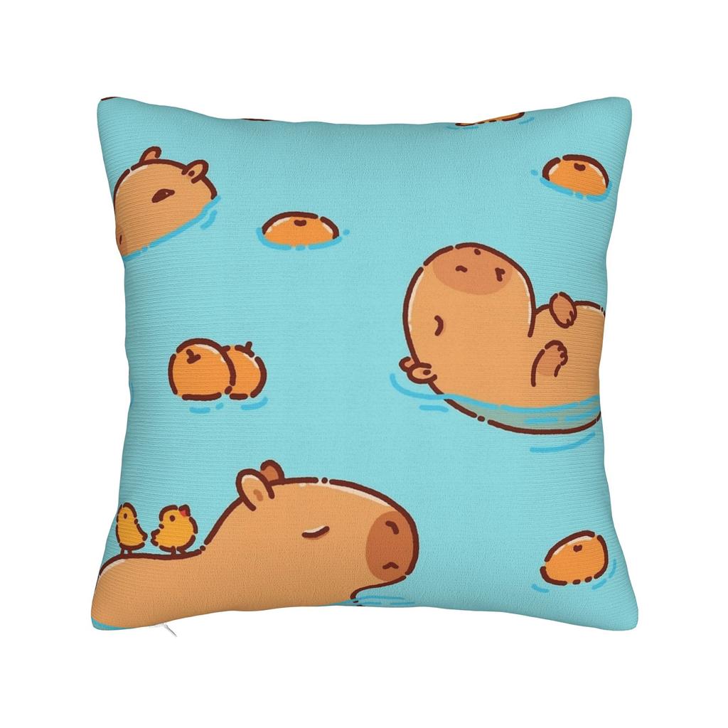 Pillow Case Kawaii Capybara   Square  Pillow Cover For Couch Sofa Bedroom Retro Trendy Pillowcases